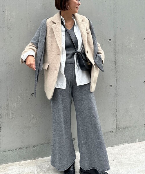 セール】《手洗い可能》《セットアップ対応》カシミヤ混ニットパンツ