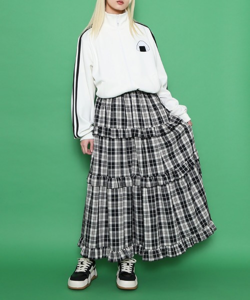 PUNYUS（プニュズ）の「チェックフリルティアードロングスカート