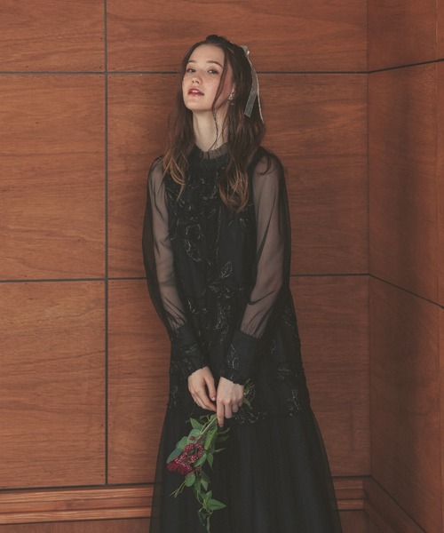 フェザーフラワーチュールドレス 結婚式お呼ばれワンピース