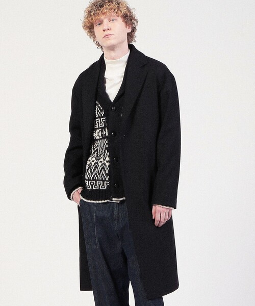 セール】HEVO CISTERNINO ウールナイロン シングルチェスターコート