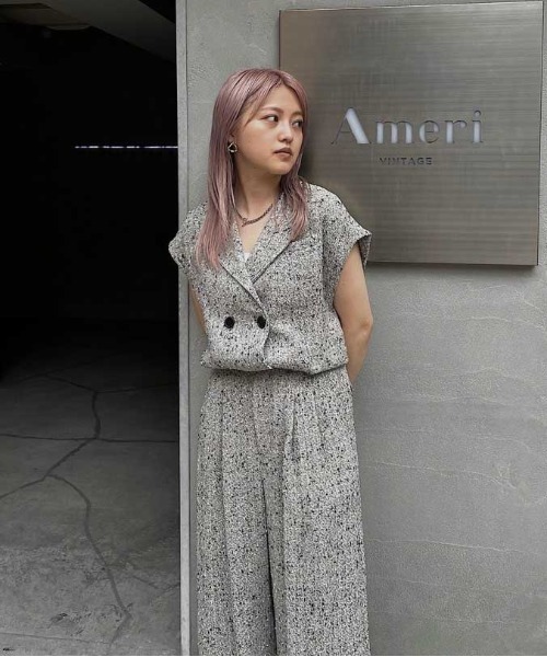 Ameri（アメリ）の「LADY LIKE TWEED SET UP（サロペット