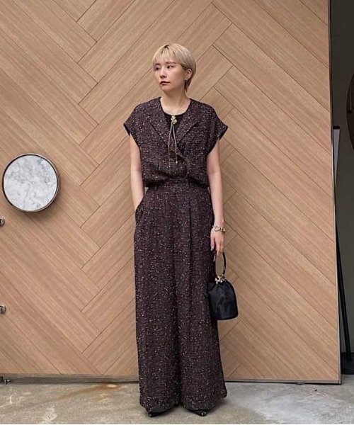 Ameri（アメリ）の「LADY LIKE TWEED SET UP（サロペット