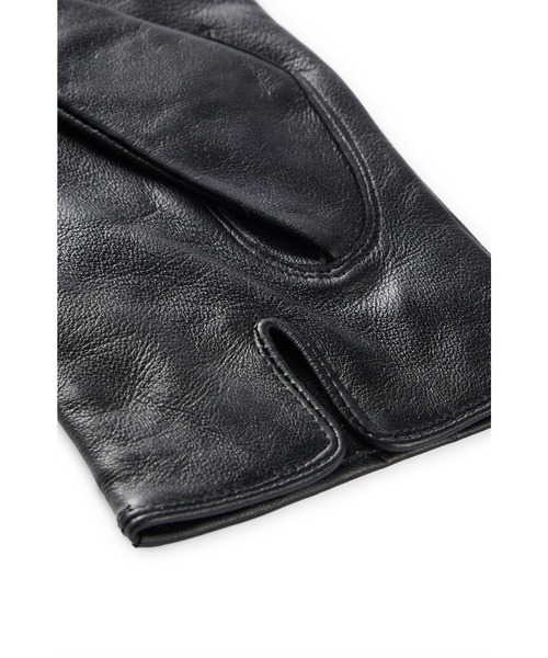 レタリングロゴ＆ウールブレンドライニング レザーグローブ（手袋