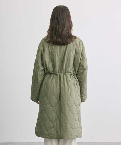 セール】軽ポカノーカラーキルティングロングコート（ノーカラー