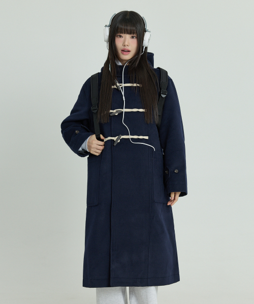 オーバーサイズダッフルロングコートネイビー（ダッフルコート