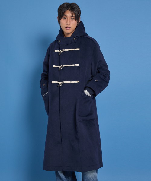 オーバーサイズダッフルロングコートネイビー（ダッフルコート