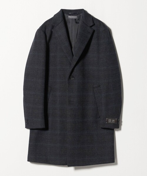 セール】120S メルトン チェック チェスターコート（チェスターコート