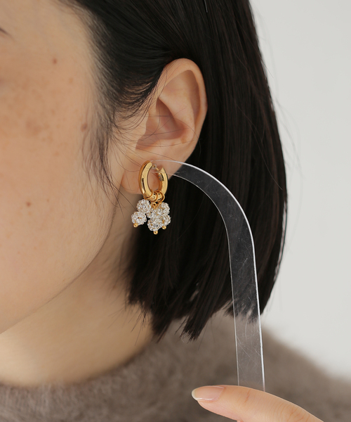 TIMELESS PEARLY/タイムレスパーリー】Silver heart and cr：ピアス