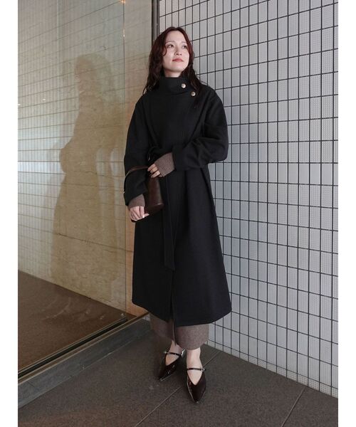 ウールジャージスタンドカラーコート（チェスターコート）｜LAGUNAMOON