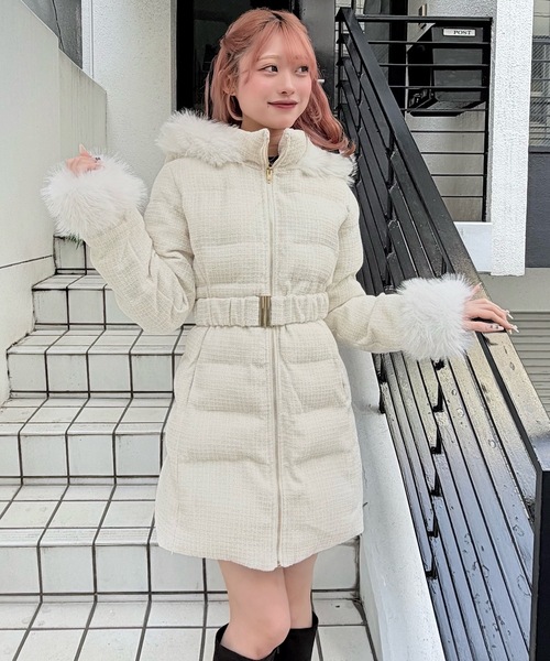 セール】ラメツィードロングダウンコート（ダウンジャケット/コート