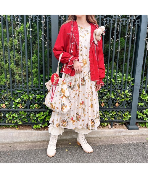 セール】ウィンターフォレストトリートプリントミディワンピース