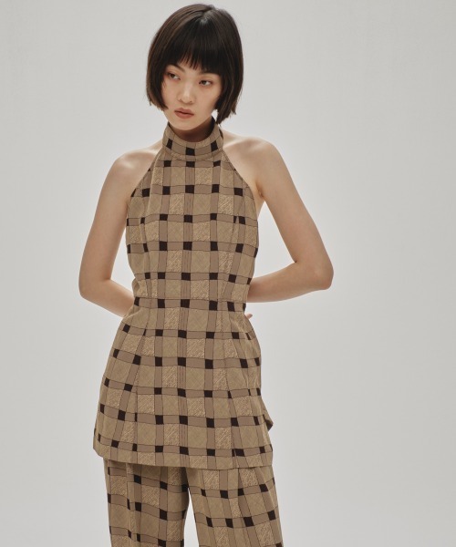 TODAYFUL（トゥデイフル）の「Halterneck Checkjacquard Tops（タンク