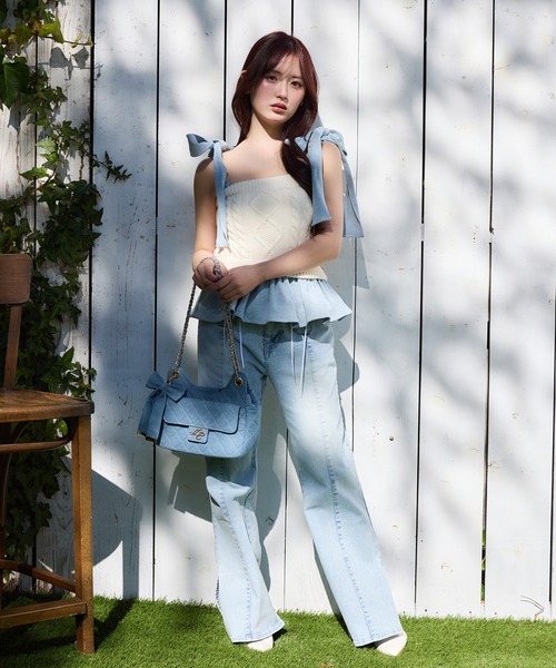 セール】【Denim Collection】フロントリボンデニムパンツ（デニム