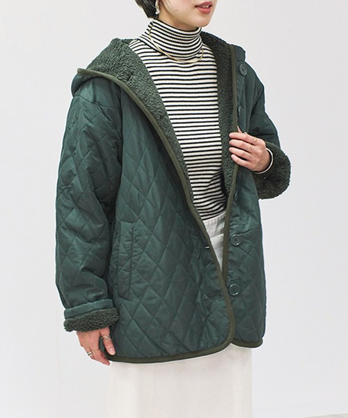 セール】フード付き 裏ボアキルティングジャケット（ブルゾン）｜Fizz