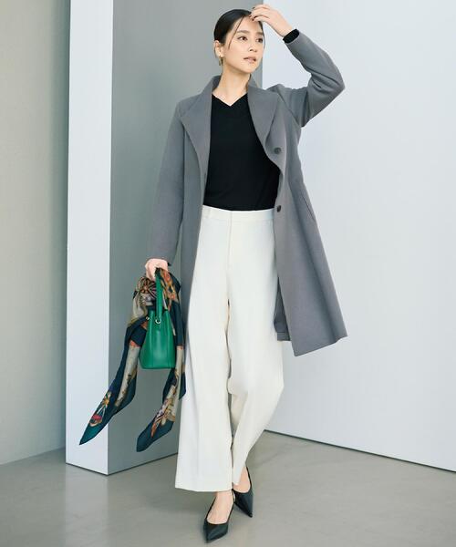 セール】【洗える/薄手/ウール100%】Vネックロングウールニット