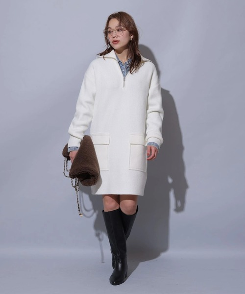 ハーフジップミニニットワンピース（ワンピース）｜Arpege story