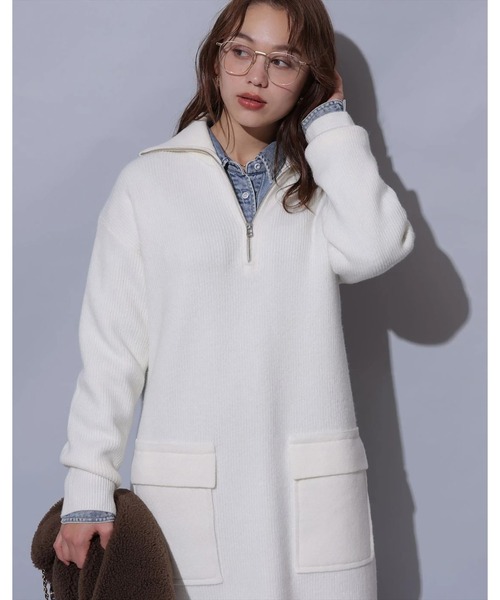 ハーフジップミニニットワンピース（ワンピース）｜Arpege story