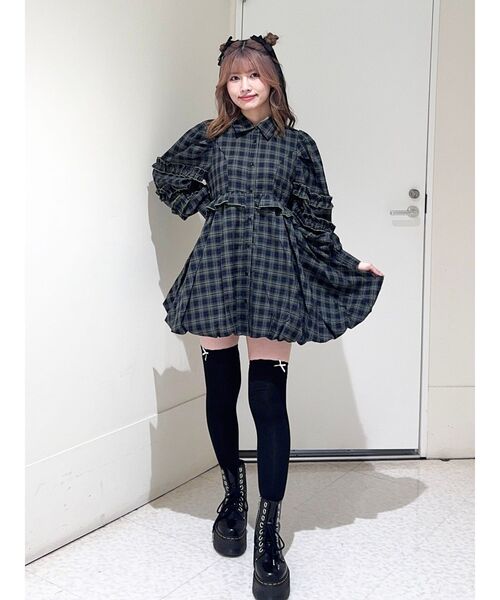 セール】フリルショルダーバルーンミニワンピース（ワンピース