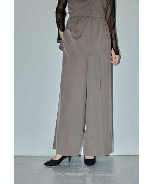 セール】アシンメトリービスチェ&ワイドパンツセットアップ パンツ