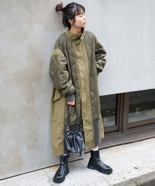 セール】≪新色登場≫【etsinta/エシンタ】切替マキシミリタリーコート