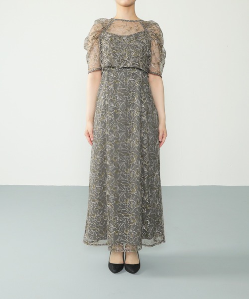 花柄刺繍 レースボレロ キャミワンピース 2点セット パーティー