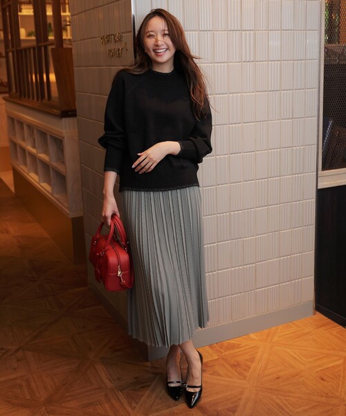 セール】【2SET】ボリューム ニット×プリーツ スカート セット