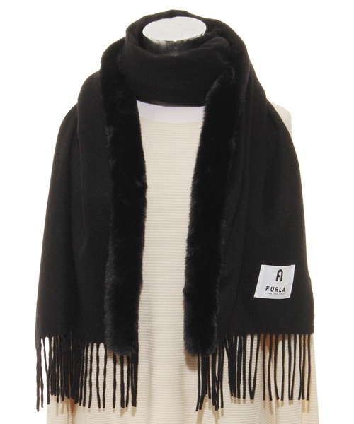 セール】マフラー カシミヤ100% 'フェイクファートリミング'（マフラー