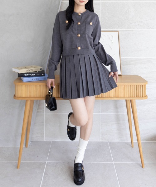 セール】ニットプリーツミニスカート(セット可)[着回し力抜群 ガーリー