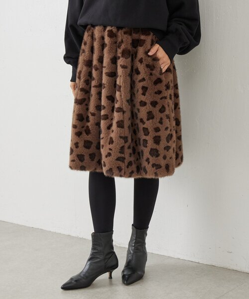 セール】《15 quinze》レオパードファースカート（スカート