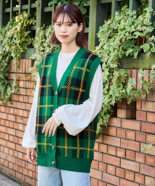 BEAMS GOLF ブラック/グリーンチェック ベスト サイズ：M BEAMS GOLF