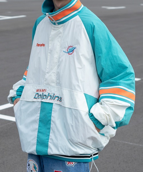 Perushu × NFL コラボナイロンスタンドネックアノラックブルゾン