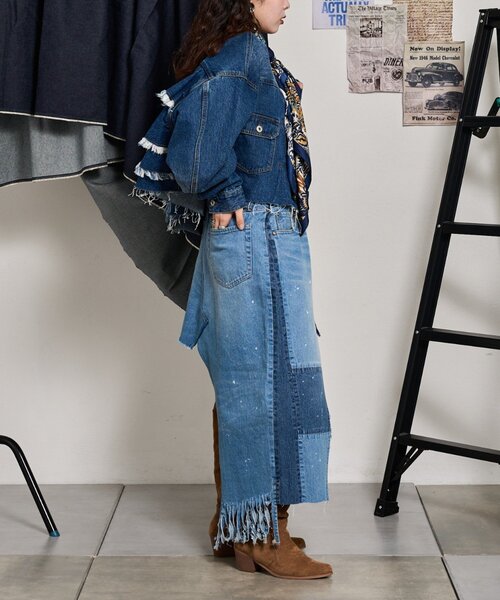 etsinta】デニムアシメオーバーラップスカート（スカート）｜etsinta