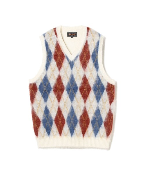 セール】アーガイル モヘア ダブルジャカード ニット ベスト（ニット