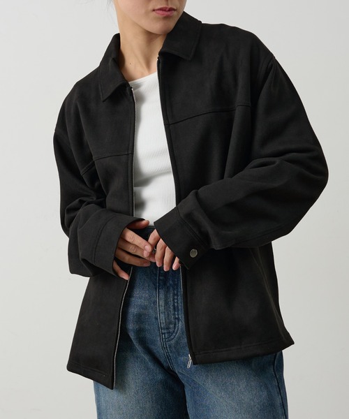 セール】シンセティックスエードZIPシャツジャケット（シャツ/ブラウス