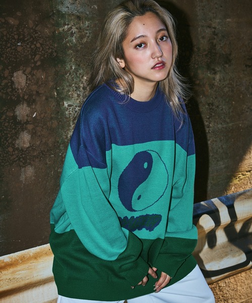 NYUDROP】YIN YANG LOGO COLOR COMBINATION CREWNECK KNIT / 陰陽ロゴ