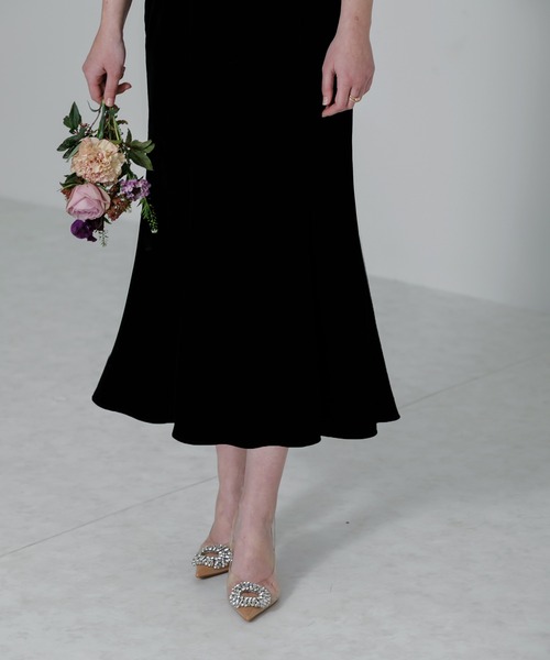 セール】【LEJA】配色パイピング花柄刺繍ボレロ付きベロアマーメイド