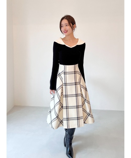 セール】Sustainableロービングチェックミドルスカート（スカート