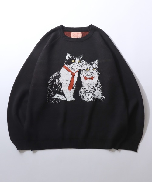 セール】Animal Pattern Double Jacquard Knit Pullover/アニマル柄