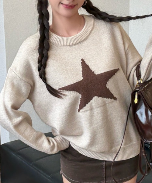 セール】スターパターン 星 ニットプルオーバー（ニット/セーター