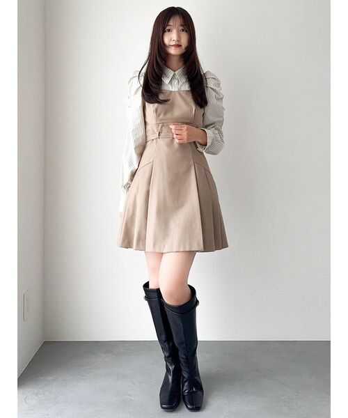 セール】長袖レイヤードシャツミニワンピース（ワンピース）｜dazzlin