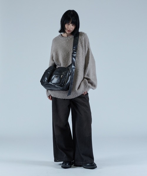 ビッグマルチポケットヴィンテージデザインショルダーバッグ/Big multi