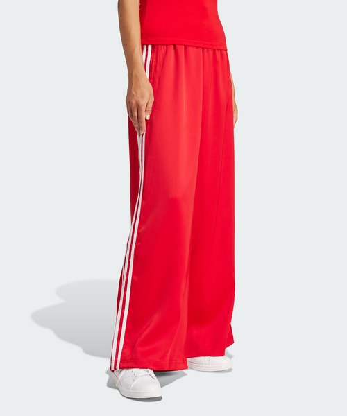 サテン ワイドレッグ トラックパンツ / バギーパンツ / アディダス