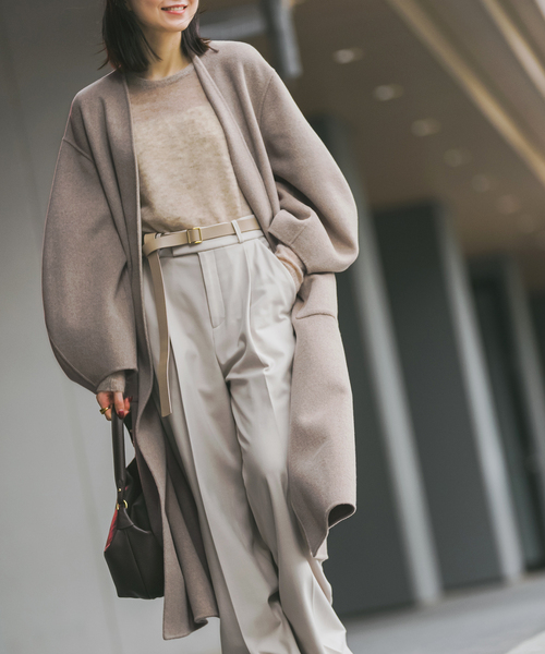 Noble（ノーブル）の「Super160sパフスリーブロングコート（ノーカラー