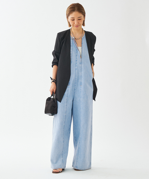 美品】plage カレンテージ 別注 W ZIP サロペット 38 ブルー 【公式通販】