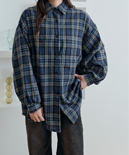 セール】チェック柄 ルーズフィット シャツ（シャツ/ブラウス