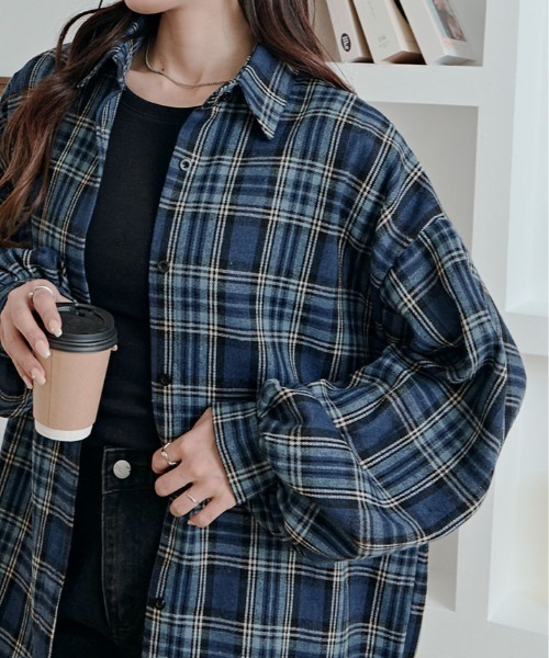 セール】チェック柄 ルーズフィット シャツ（シャツ/ブラウス