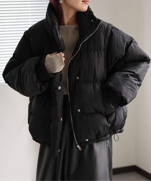 セール】BIGスタンドパディングブルゾン/2wayダウンベスト（ダウン