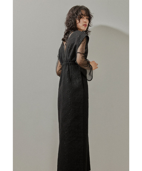 セール】V line ジャガードドレス 結婚式 パーティードレス 同窓会