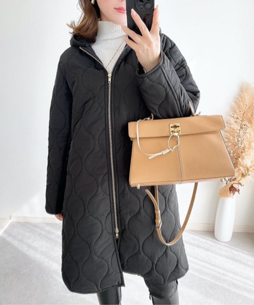 セール】美シルエット3wayキルティングフードコート（その他アウター