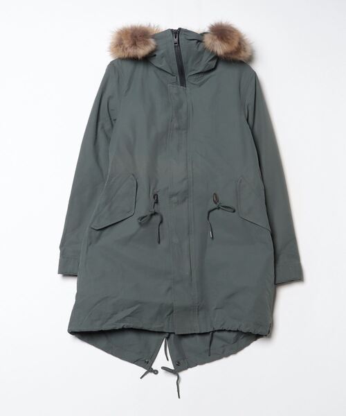 トルネードマート ヘビ柄ファー付きロングモッズコート